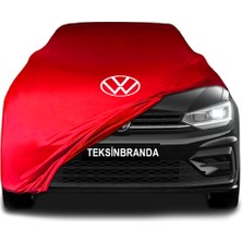 Volkswagen Touran 2  Kırmızı Kumaş Araba Branda Logolu Kumaş Araba Brandası Penye Oto Branda