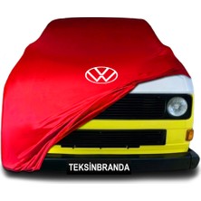 Volkswagen Transporter T3 1979 - 1990 Kırmızı Kumaş Araba Branda Logolu Kumaş Araba Brandası Penye Oto Branda