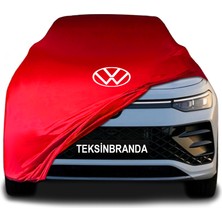 Volkswagen Tayron  Kırmızı Kumaş Araba Branda Logolu Kumaş Araba Brandası Penye Oto Branda