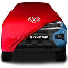 Volkswagen Amarok 2 (2022 - ) Kırmızı Kumaş Araba Branda Logolu Kumaş Araba Brandası Penye Oto Branda