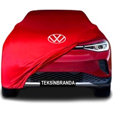 Volkswagen Id 4 (2020 - ) Kırmızı Kumaş Araba Branda Logolu Kumaş Araba Brandası Penye Oto Branda