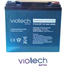 Viotech 12V 24AH Jel Akü (2025) - Elektrikli Araçlar Için (Engelli Akülü , Motosiklet, Vb)