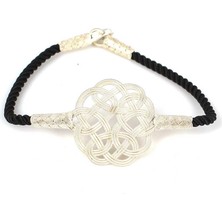 Nusret Takı 999 Ayar Gümüş Siyah İpli Kazaz Bileklik