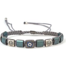 Nusret Takı 925 Ayar Gümüş Hematit Taşlı Gri Ipli Bileklik