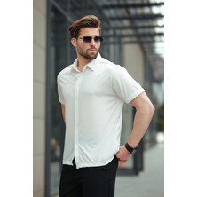 Beyaz Basic Kısa Kollu Erkek Gömlek E6760