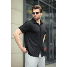 Siyah Basic Kısa Kollu Erkek Gömlek E6760