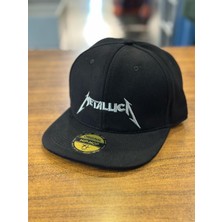 Hamze Metallica Nakışlı Siyah Renk Hip Hop Snapback Rapper Basket Cap Şapka