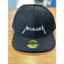 Hamze Metallica Nakışlı Siyah Renk Hip Hop Snapback Rapper Basket Cap Şapka