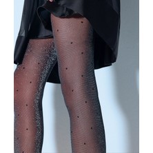 Intive Shiny Stil Puantiyeli Simli Parlak Ipli 30 Den Siyah Külotlu Çorap- Şık Kombinleriniz Için