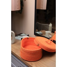 Jüt Hasır Sepet Oval Kapaklı Organizer 30 x 20