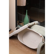 Jüt Hasır Sepet Oval Kapaklı Organizer 30 x 20
