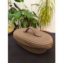 Jüt Hasır Sepet Oval Kapaklı Organizer 30 x 20