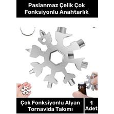 Paslanmaz Çelik Çok Fonksiyonlu Alyan Tornavida Takımı Kar Tanesi Anahtarlık Konserve Açıcı