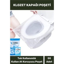 Klozet Kapak Örtüsü Pratik Kullanımlı Hijyenik Klozet Kapağı Poşeti Avm Halka Açık Tuvalet 50 Adet