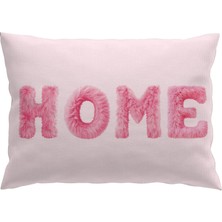 Çift Taraflı Dijital Baskı Kırlent Kılıfı Tüy Efektli Home Yazılı