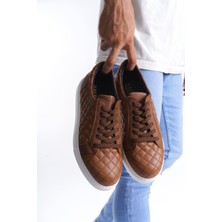 SLW166 Prestige Bağcıklı Kapitone Desenli Erkek Günlük Sneaker Taba