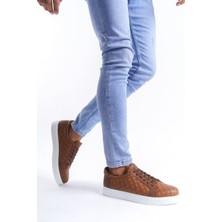 SLW166 Prestige Bağcıklı Kapitone Desenli Erkek Günlük Sneaker Taba