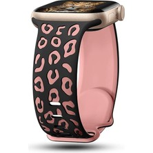 Apple Watch 10 46MM Redclick KRD-140 Leopar Desenli Kadın Silikon Kordon Strap Kayış