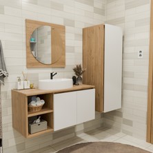 Rona 100 cm Banyo Dolabı Takımı - Ayna, Lavabo, Alt Dolap ve Boy Dolap Dahil