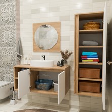 Rona 100 cm Banyo Dolabı Takımı - Ayna, Lavabo, Alt Dolap ve Boy Dolap Dahil