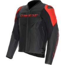 Daınese Ceket Racıng 5 Leather Blk Blk Red Fluo