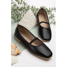 Slipcat Kadın Günlük Küt Burun Lastikli  Babet Ayakkabı