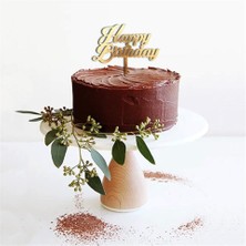 Parti Adresi Pleksi Happy Birthday Pasta Süsü Altın