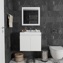 Helıa 60 cm Banyo Dolabı Takımı - Alt Dolap, Lavabolu Tezgah ve Ayna Dahil