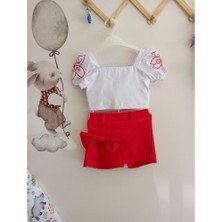 Kidsroom Şort Etekli Kol Nakışlı Kız Takım
