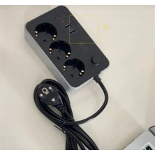 Byars-Termal Akım Korumalı Priz 2 Metre 2.1A 2xusb 1xtype-C Anahtarlı Seyyar Çoklu Priz Blic Ftr-02 Byarsbilişim