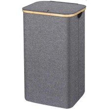 Kumaş Çamaşır Sepeti Katlanır 100 Litre Bambu Çerçeveli