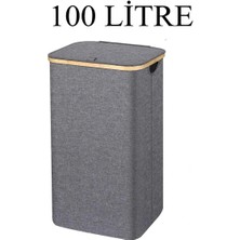 Kumaş Çamaşır Sepeti Katlanır 100 Litre Bambu Çerçeveli