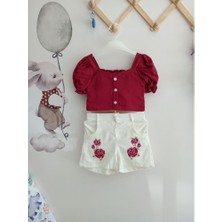 Kidsroom Nakışlı Şortlu Balon Kol Kız Takım