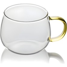 Yaren Style 6'lı Borosılıkat Cam Kupa Kulplu Bardak | Ev Ofis Çay, Kahve, Meşrubat, Bardağı 350 ml