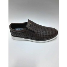 Forex  Deri Delikli Kahverengi Günlük Hafif Bağcıksız Yazlık Erkek Ayakkabı C-729612FRX