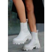 Ninle Bej Cilt Topuklu Bot