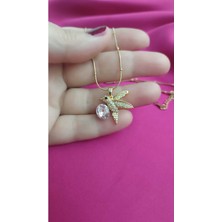 Çelik Kararma Yapmaz Kuş Figürlü Zirkon Taşlı Kolye