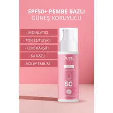 Just Art Ton Eşitleyici Yüksek Koruma Etkili SPF50+ Aydınlatıcı Pembe Yüz Güneş Kremi 100ML