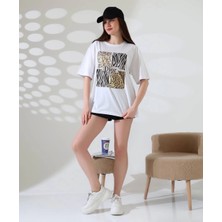 Karma Desenli Oversize Tişört