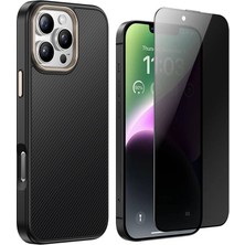 Vendas Apple iPhone 16 Pro Kılıf M-safe Şarj Özellikli Karbon Fiber Görünümlü Zore Antina Kapak + Hayalet Ekran Koruyucu