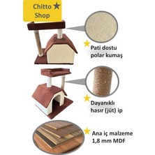 Kedi Evi Iki Katlı + Tırmalama Tahtası + Paspas + Mama Kabı - Kürek Set