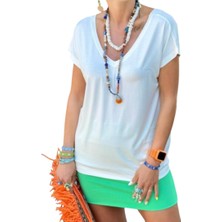 Ön Arka V  Yaka Modal T-Shırt