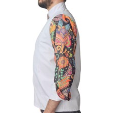 Aşçı Ceketi Desenli Unisex Çıtçıtlı Uzun Kollu Chef Aşçı Mutfak Ceket Etnik Desenli
