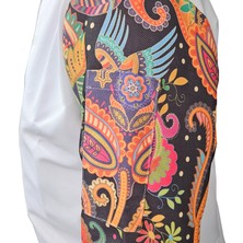Aşçı Ceketi Desenli Unisex Çıtçıtlı Uzun Kollu Chef Aşçı Mutfak Ceket Etnik Desenli