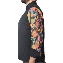 Aşçı Ceketi Desenli Unisex Çıtçıtlı Uzun Kollu Chef Aşçı Mutfak Ceket Etnik Desenli