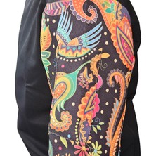 Aşçı Ceketi Desenli Unisex Çıtçıtlı Uzun Kollu Chef Aşçı Mutfak Ceket Etnik Desenli