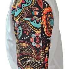 Aşçı Ceketi Desenli Unisex Çıtçıtlı Kısa Kollu Yazlık Chef Aşçı Mutfak Ceket Mandala Desenli
