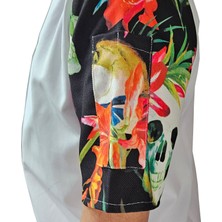 Aşçı Ceketi Desenli Unisex Çıtçıtlı Kısa Kollu Yazlık Chef Aşçı Mutfak Ceket Kuru Kafa Desenli