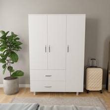 Rozbo Vento 3 Kapaklı Giysi Dolabı – Beyaz / Antrasit / Ahşap – 120 x 52 x 190  cm