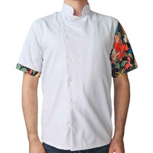 Aşçı Ceketi Desenli Unisex Çıtçıtlı Kısa Kollu Yazlık Chef Aşçı Mutfak Ceket Tablo Desenli